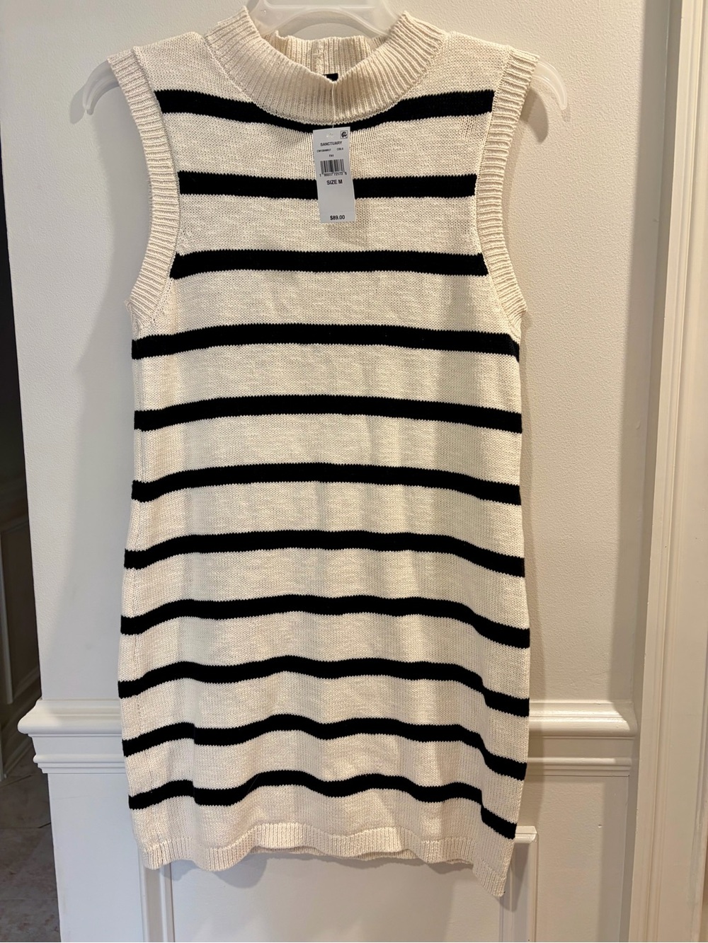 Sanctuary 100% Cotton Striped Mock Neck Sweater Dress Size M NWT